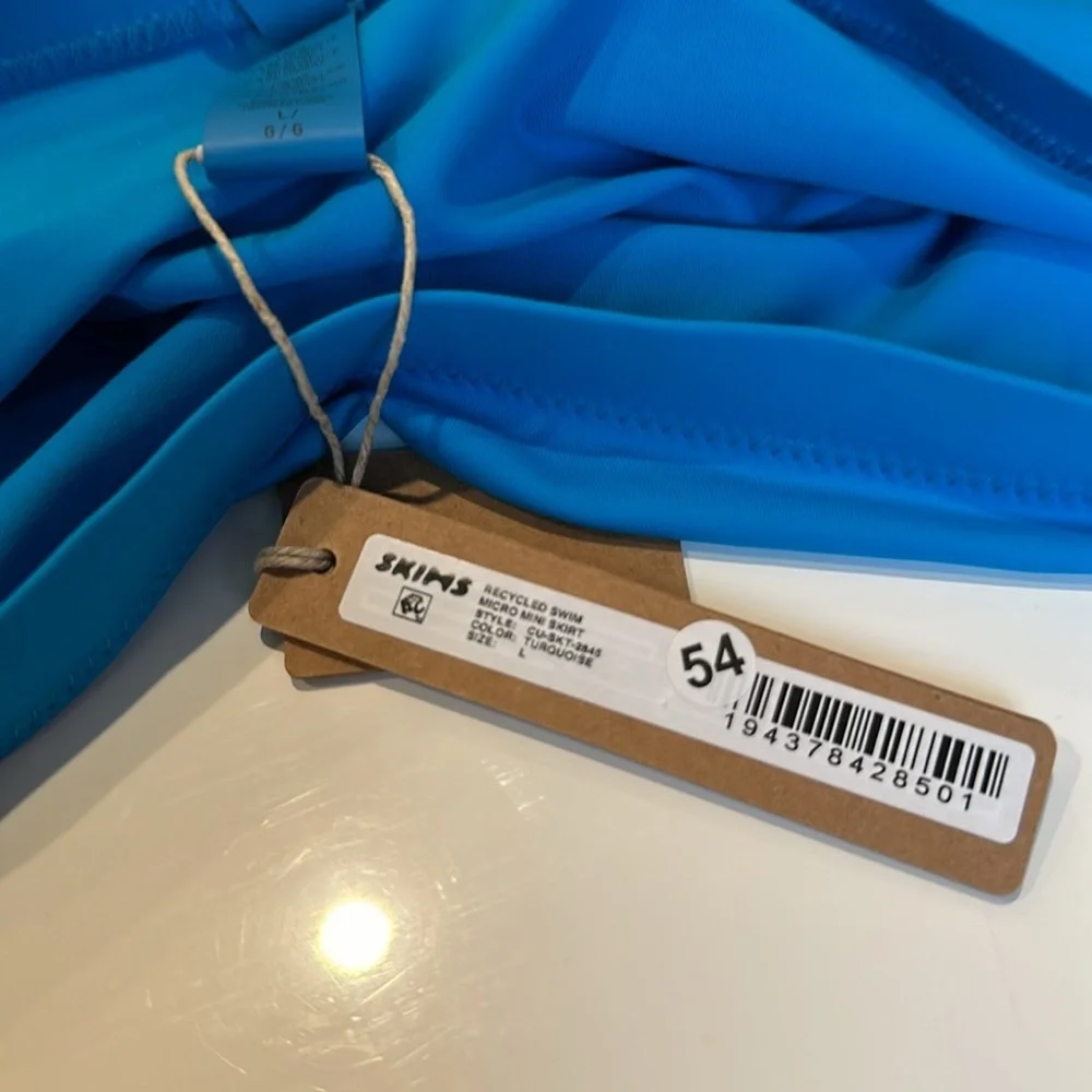 Skims Swim Micro Mini Skirt in Turquoise NWT Size Large
